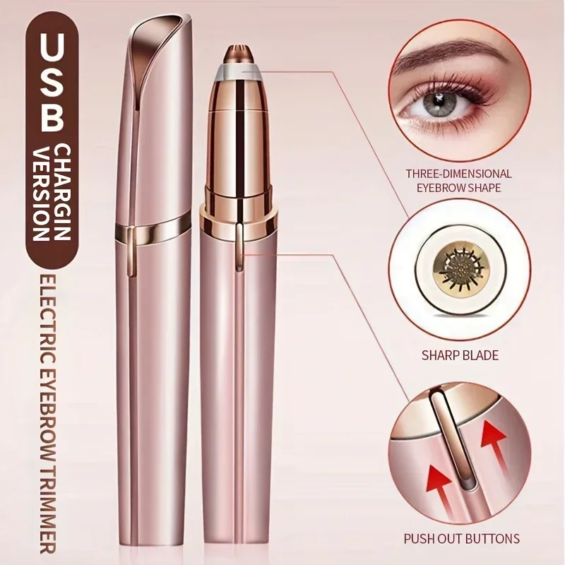 Womens Electric Eyebrow Trimmer Eye Brow Shaper Pencil Face Hair Remover For Women Automatic Eyebrow Shavers Pocketknife
