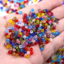 300pcs 4mm Transparent Frosted Color Glass Seed Beads Round Spacer Beads For Jewelry Making DIY Handmade Accessories