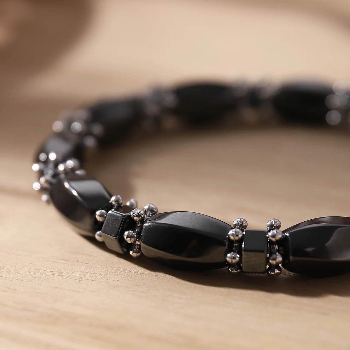 Men's Hematite Bracelet Matte Black Elastic Adjustable Wristband Trendy Fashion Jewelry for Men Gift Accessory view 6