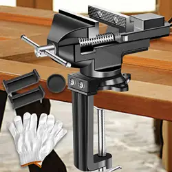 Table Vise Bench Vise 360 Degree Rotating Hand Tools Mini Universal Clamp on Vise Tabletop Clamp for Model Craft