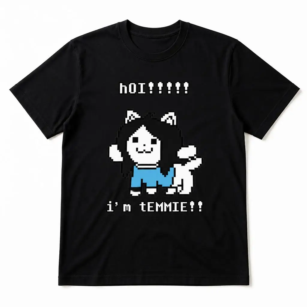 hOI i‘m tEMMIE UNDERTALE T Shirts Casual Tees Short Sleeve Round Collar T-Shirt Pure Cotton Tops