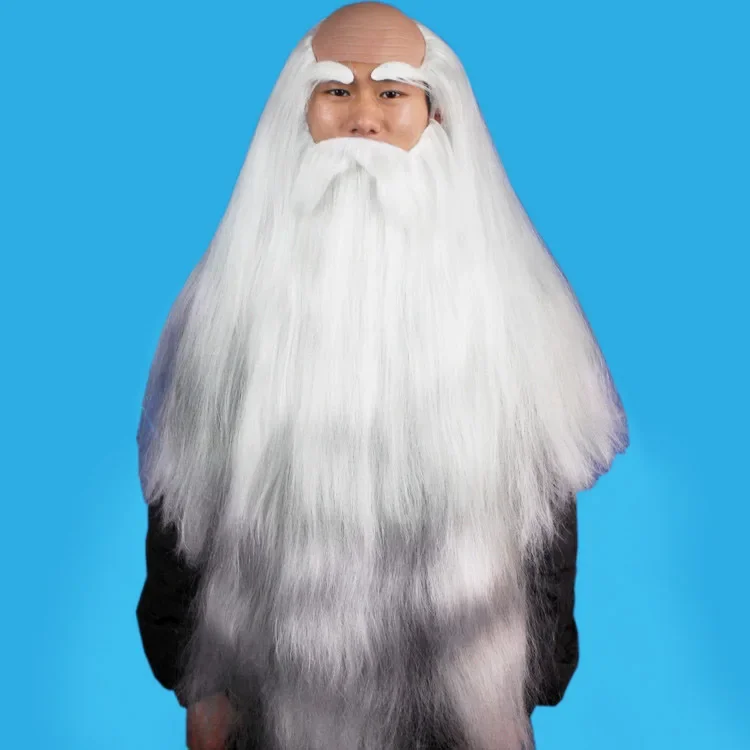 هالوين الكونية ستار أصلع شعر مستعار سانتا كلوز أداء شعر مستعار قبعة اللحية الشارب الأبيض رجل يبلغ من العمر شعر مستعار ملابس للأغراض الخاصة #4