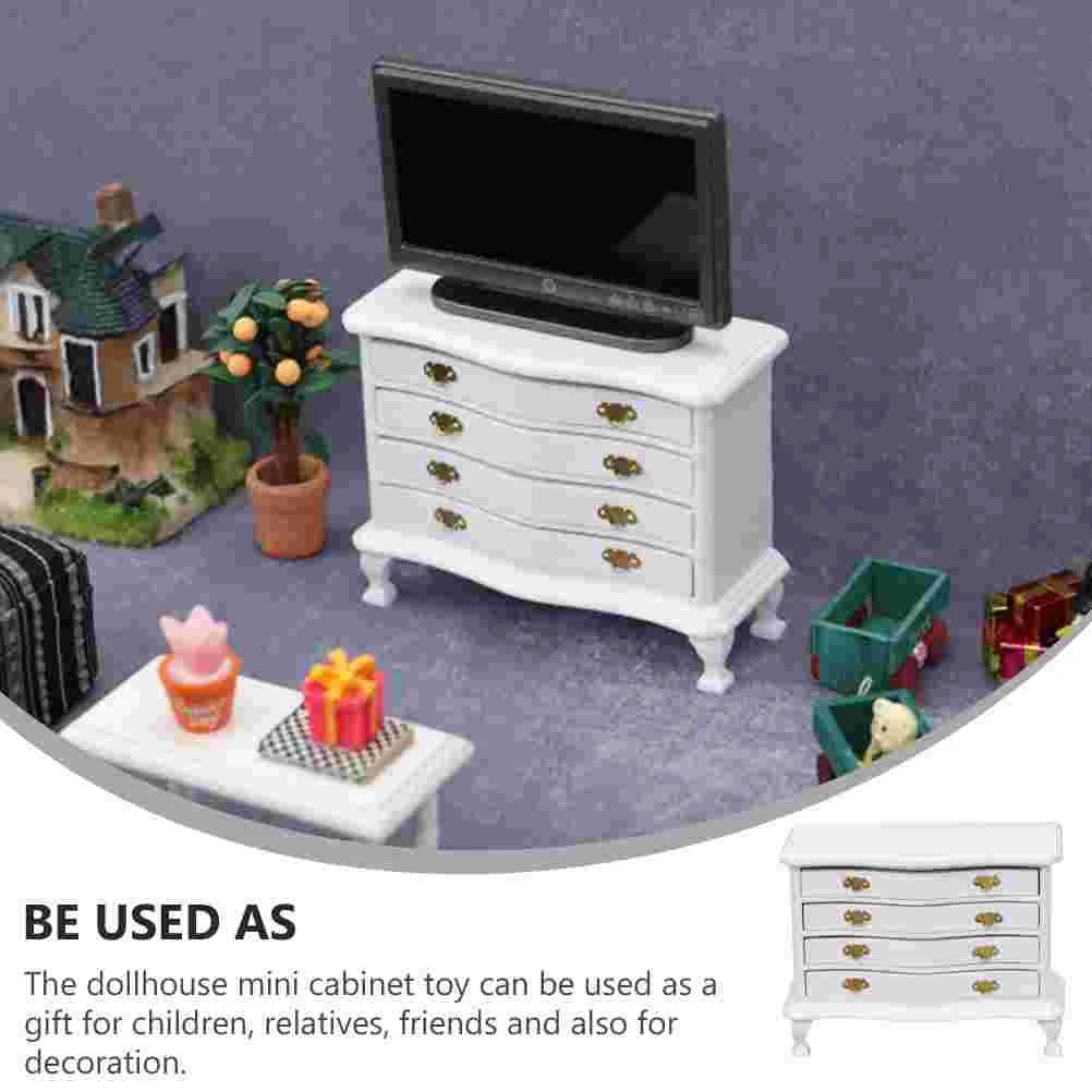 Dollhouse Cabinet Decorations White Multi-drawer Chest Furniture Model Miniature Micro Scene