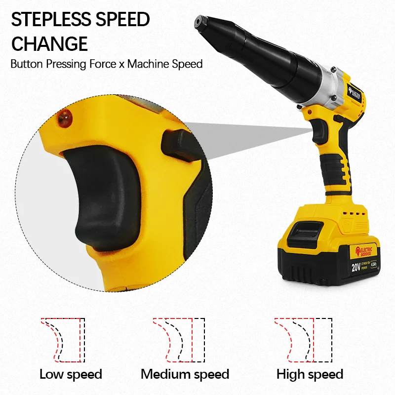 Brushless Rivet Gun Cordless 3.2-4.8mm Rivet Nut Gun Drill Insert Automatic Riveting Tool For Dewalt 20v Batteries