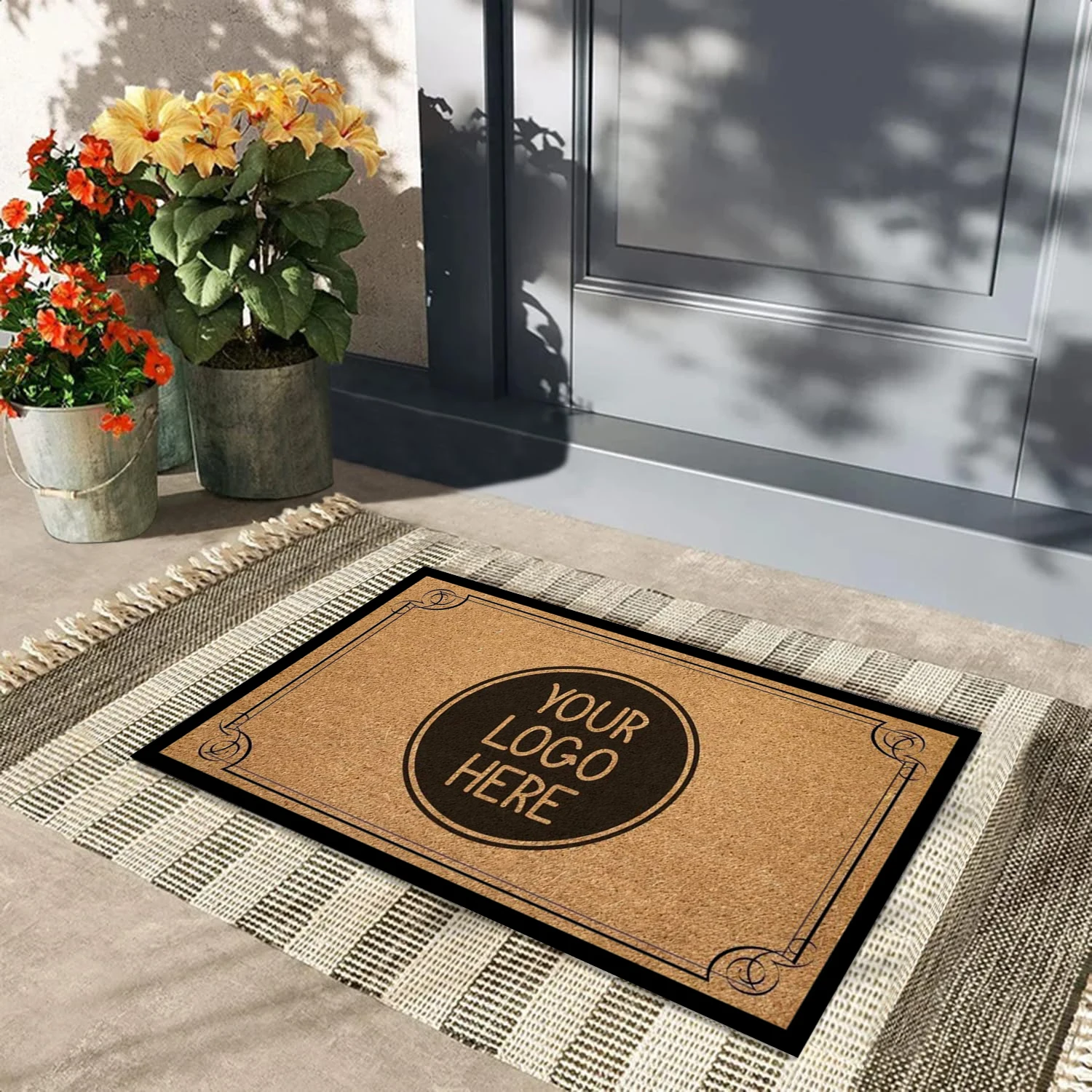 

Custom Welcome Doormat with Business Logo Personalized Rubber Backing Anti Slip Outdoor Front Door Mat 18x30 Rug Decor Carpets