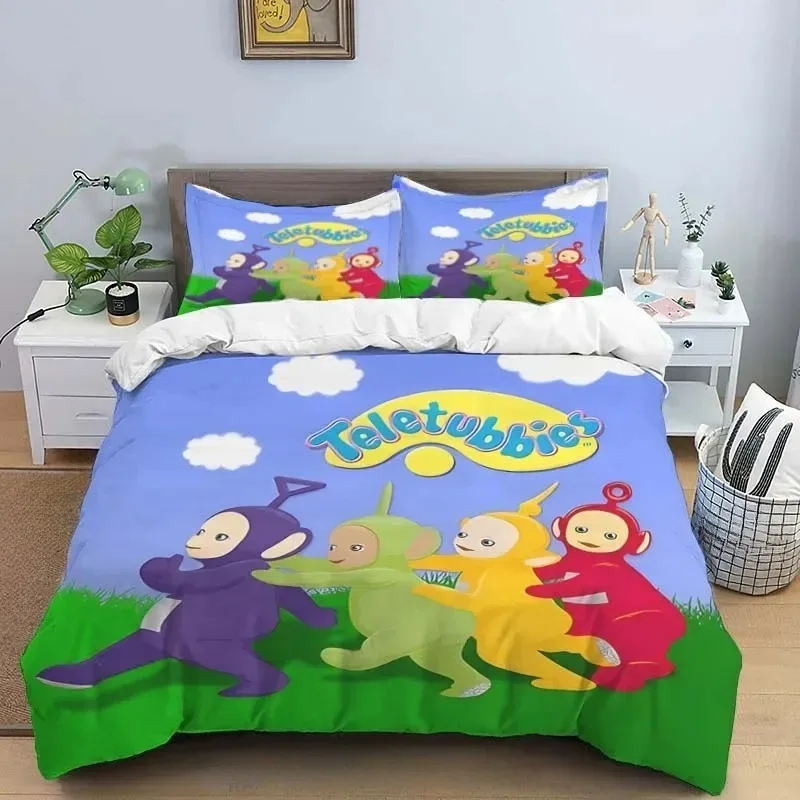 Disney Teletubbies Bedding Sets for Children,Bed Linen Boys Girls Pink Anime Duvet Cover Pillowcases Cotton/Renforcé  gifts