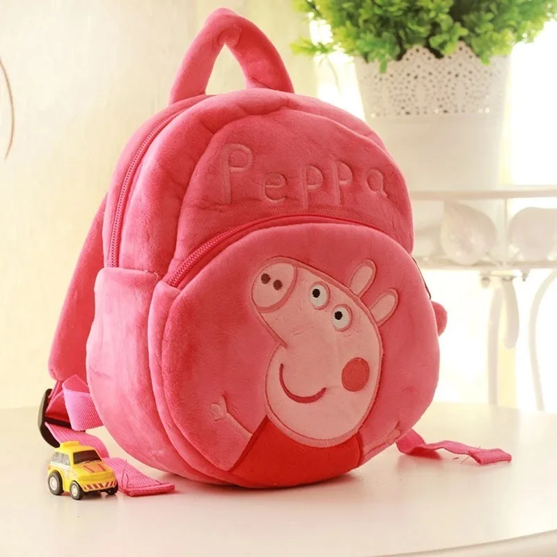 Peppa Pig Qriginal Kawaii Plush Schoolbag Toys Cute Cartoon George Kindergarte Anime Schoolbag Kids Birthday Gifts