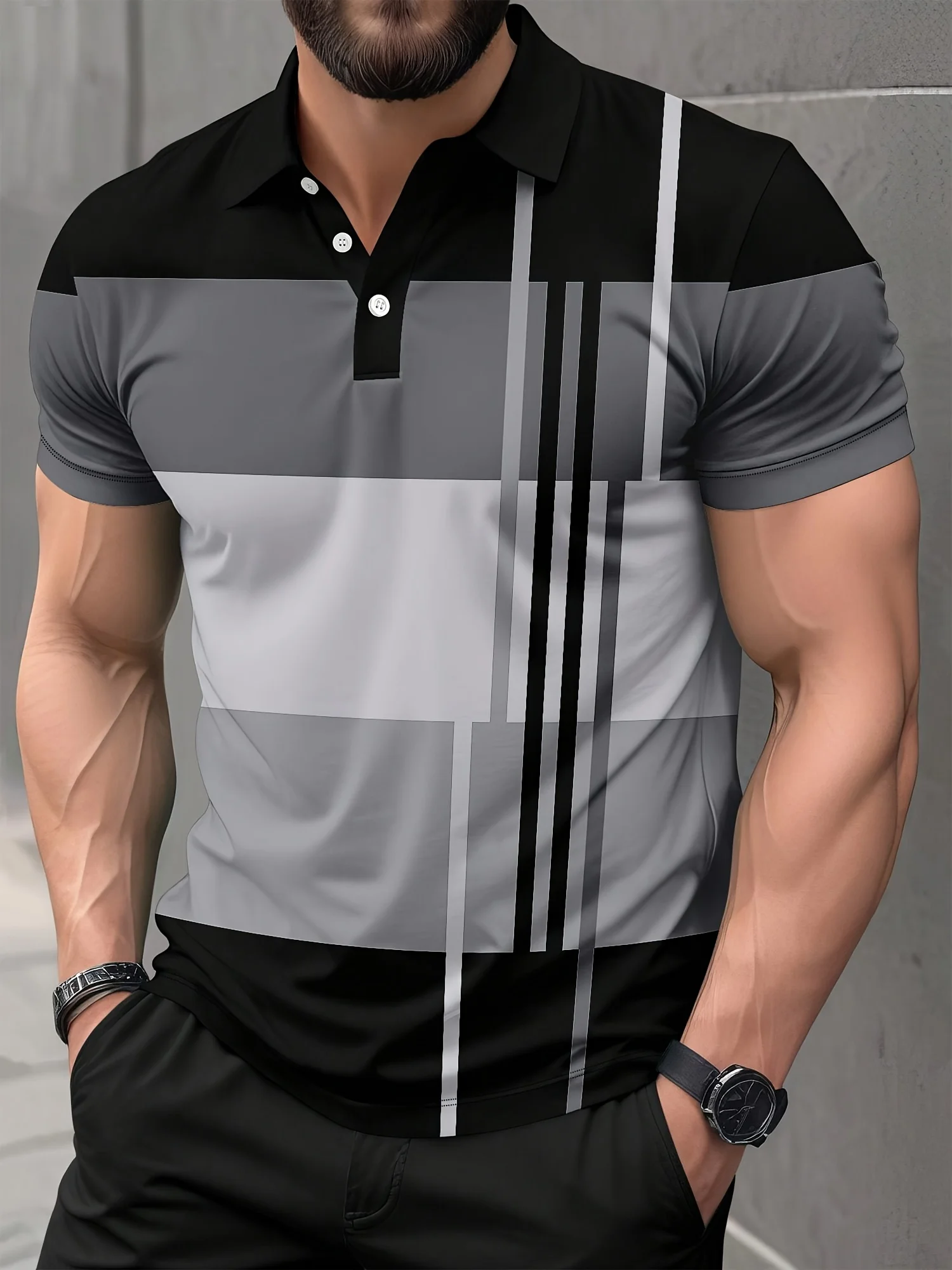 

2025 Summer New men's POLO shirt casual roller skating 3D printed breathable mesh street men's wear