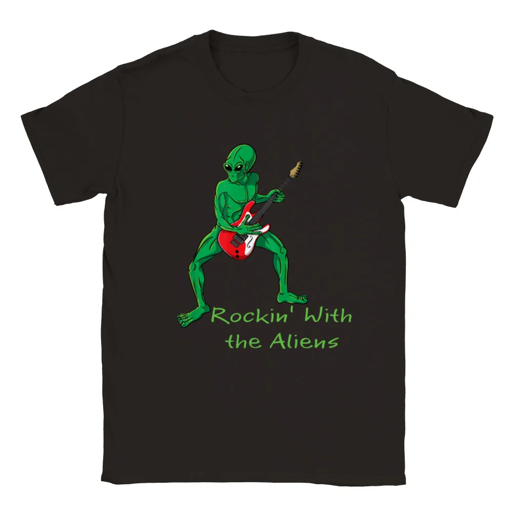 Rockin' With The Aliens - Classic T-shirt For Men Clothing Women Short Sleeve Tees High Quality 100%Cotton