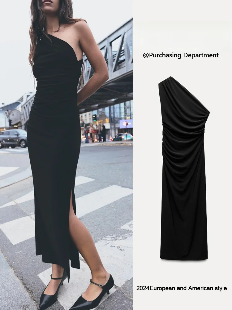 Lente nieuwe collectie dames asymmetrische Svel lange Bla Midi Dr Street Sle casual Faion voor jonge vrouwen