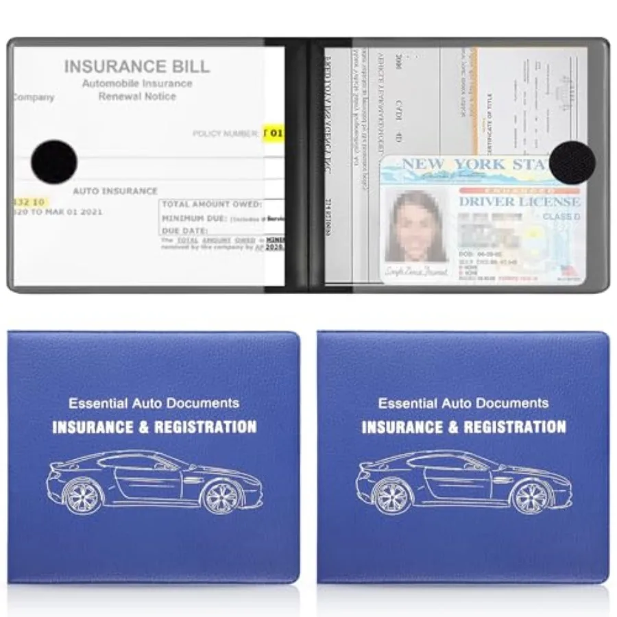 Car Registration and Insurance Card Holder, Vehicle Glove Box Car Organizer, Interior Car Accessories for Documents, Cards, Lic