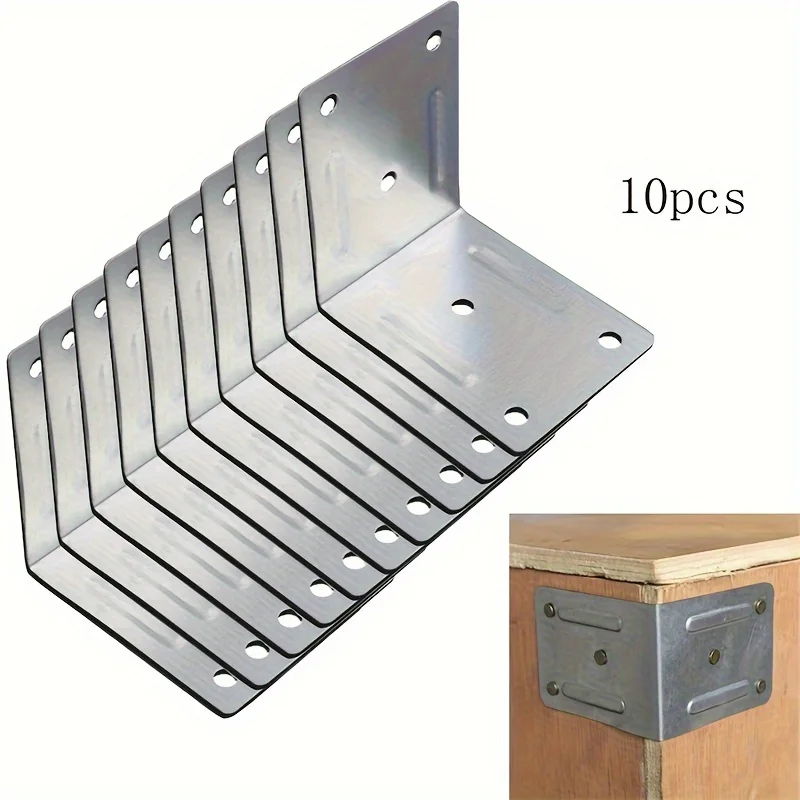 100Pcs Heavy-duty Stainless Steel Right Angle Brackets-Industrial-grade Golden Hardware for Securing Wood and Shelf Support