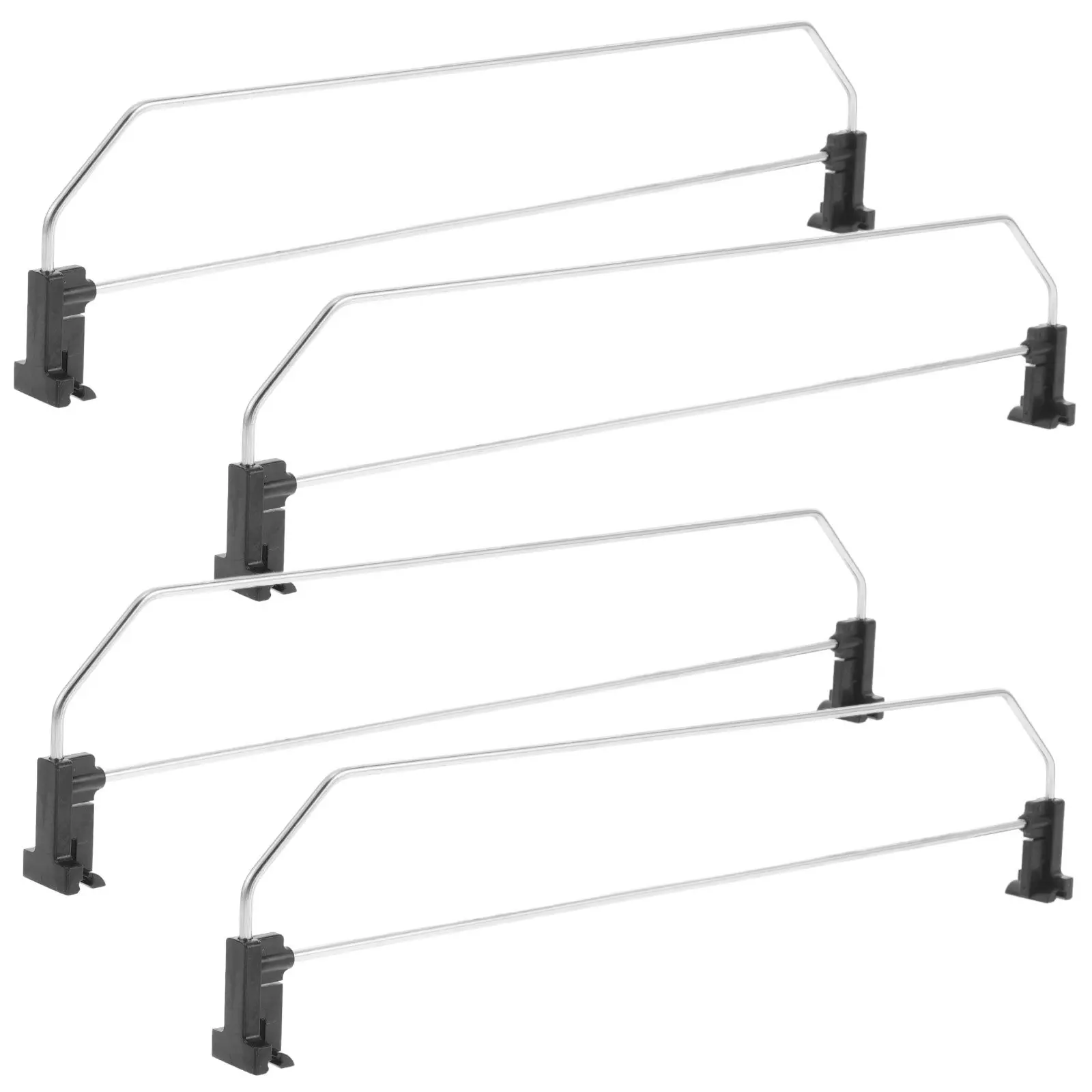 4Pcs Double Layer Iron Shelf Divider Booster Strips Adjustable Width 34-35Cm Galvanized for Drinks Bottles Supermarket Store