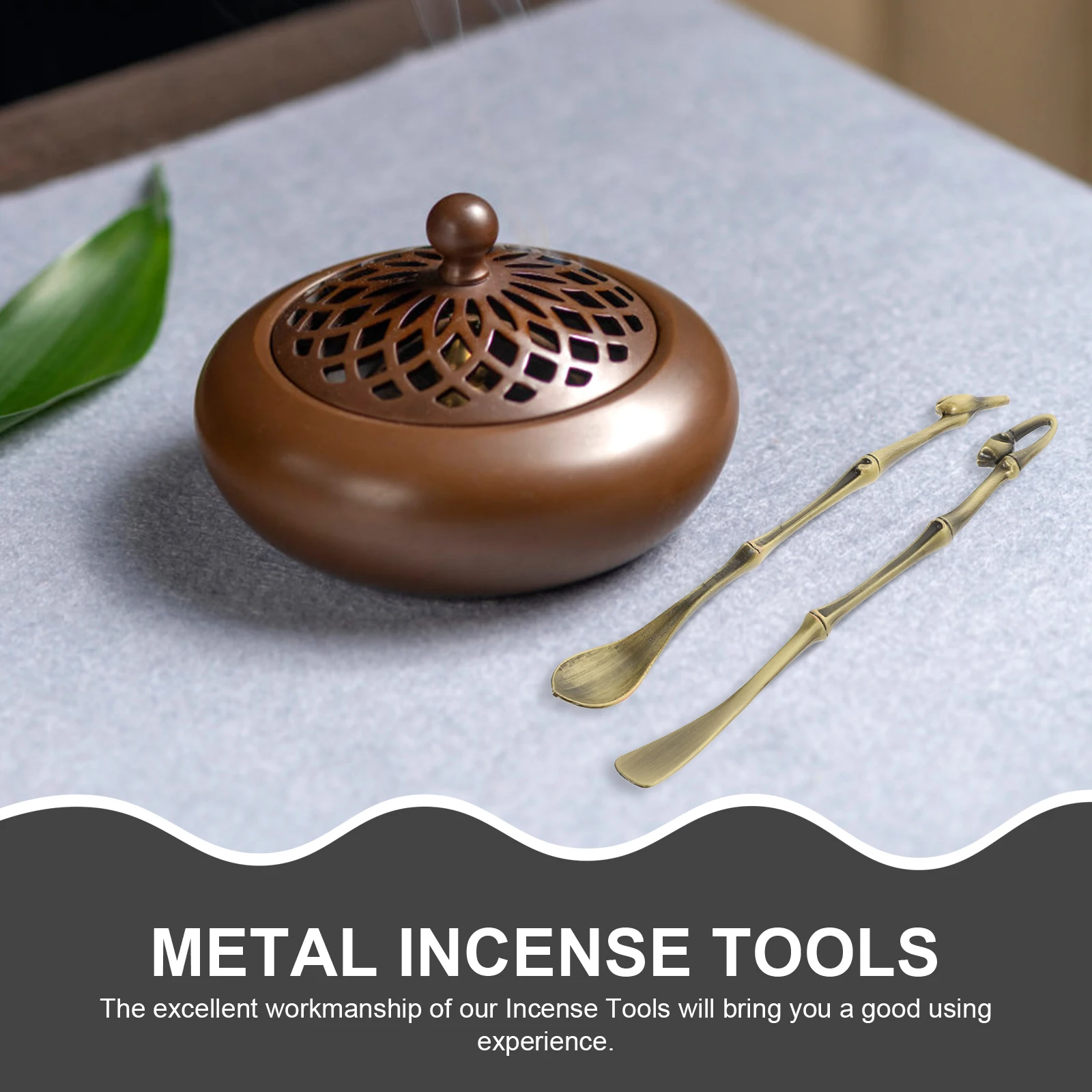 

3Pcs Copper Alloy Incense Ceremony Tools Ergonomic Design for Home Shop Fragrance Accessories Chinese Incense Burner Kit