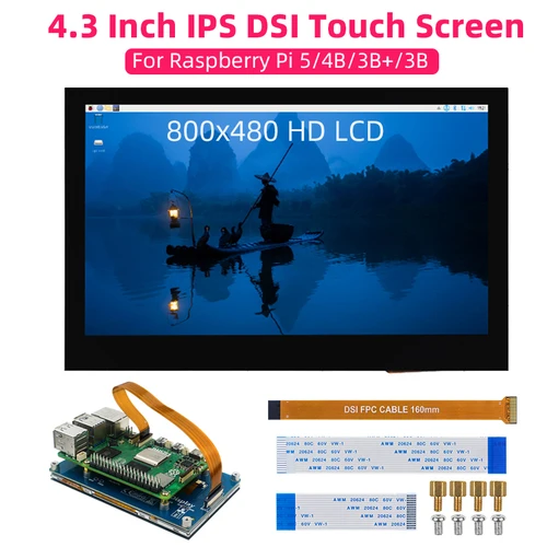 Raspberry Pi 4,3 pulgadas DSI pantalla táctil 800x480 IPS LCD módulo MIPI TFT Monitor capacitivo para pantalla RPI 5 4B 3B + 3B