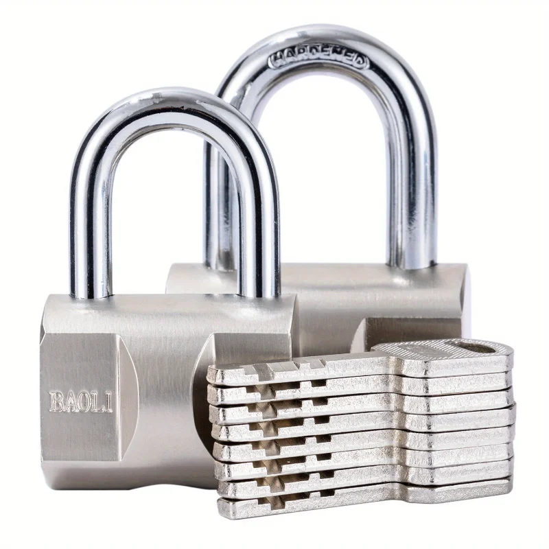 Stainless Steel Waterproof C-Class Copper Core Hammer Lock, Rust-Resistant Anti-Theft Security Padlock with 4 Keys for Cabinets