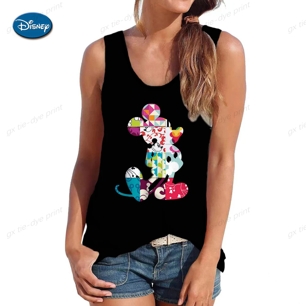 Disney Kawaii Funny Tank Top Mickey Tee Shirt Vest Minnie Mouse T-shirt Women T Shirt Female Clothes Kawaii Tshirt