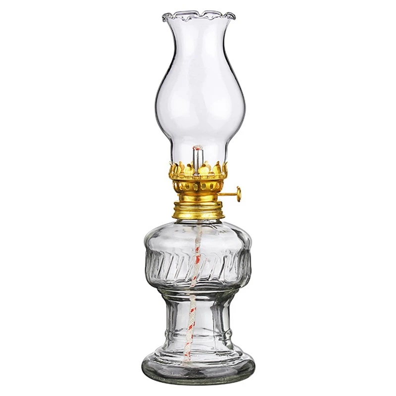 2PCS Chamber Oil Lamp Glass Oil Lamps, Home Lighting Lamp Clear Lamp Lantern, Oil Lantern for Tabletop Decor-A50M