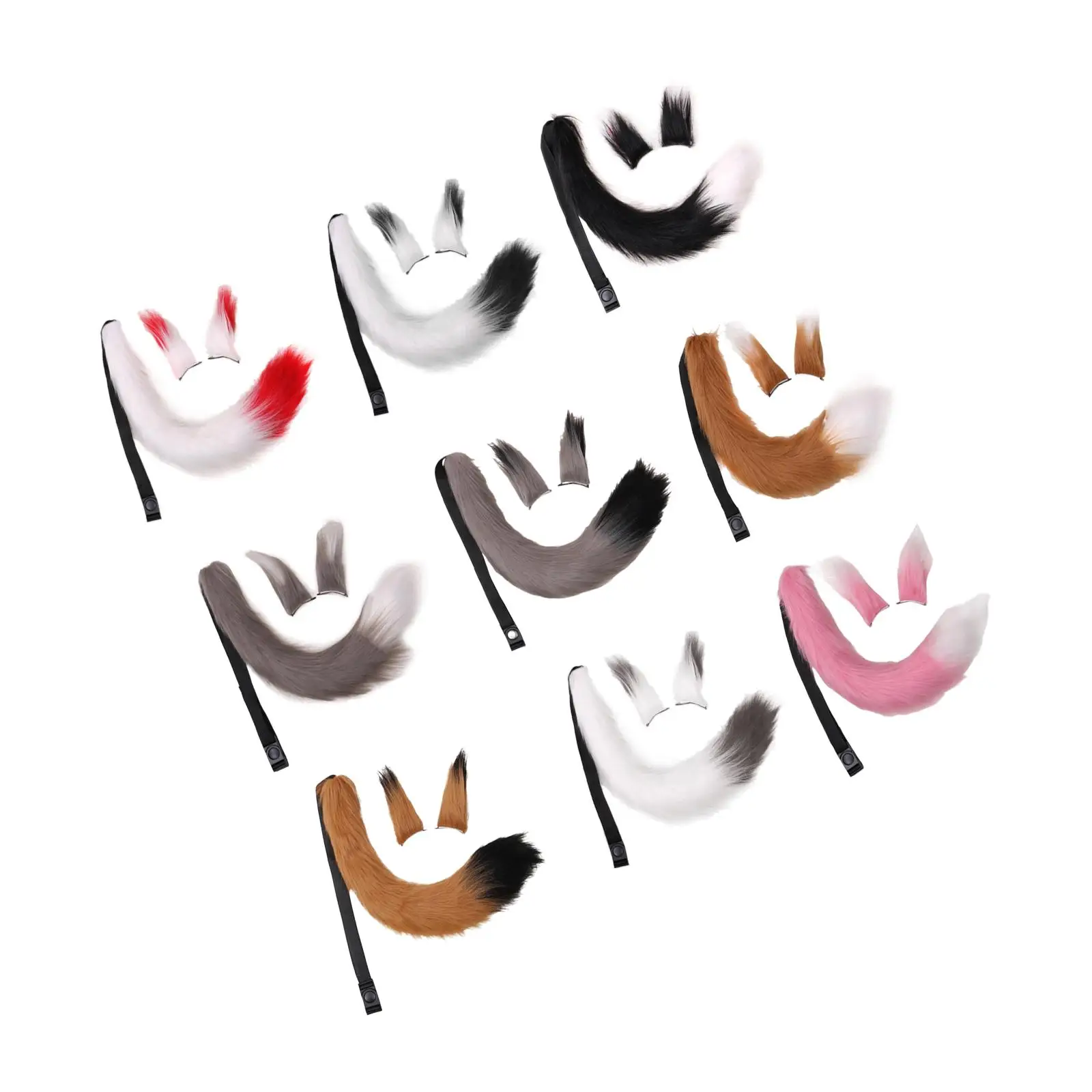 

Faux Fur Ears and Tail Set Fancy Dress Costume Headwear for Party Birthday Performance