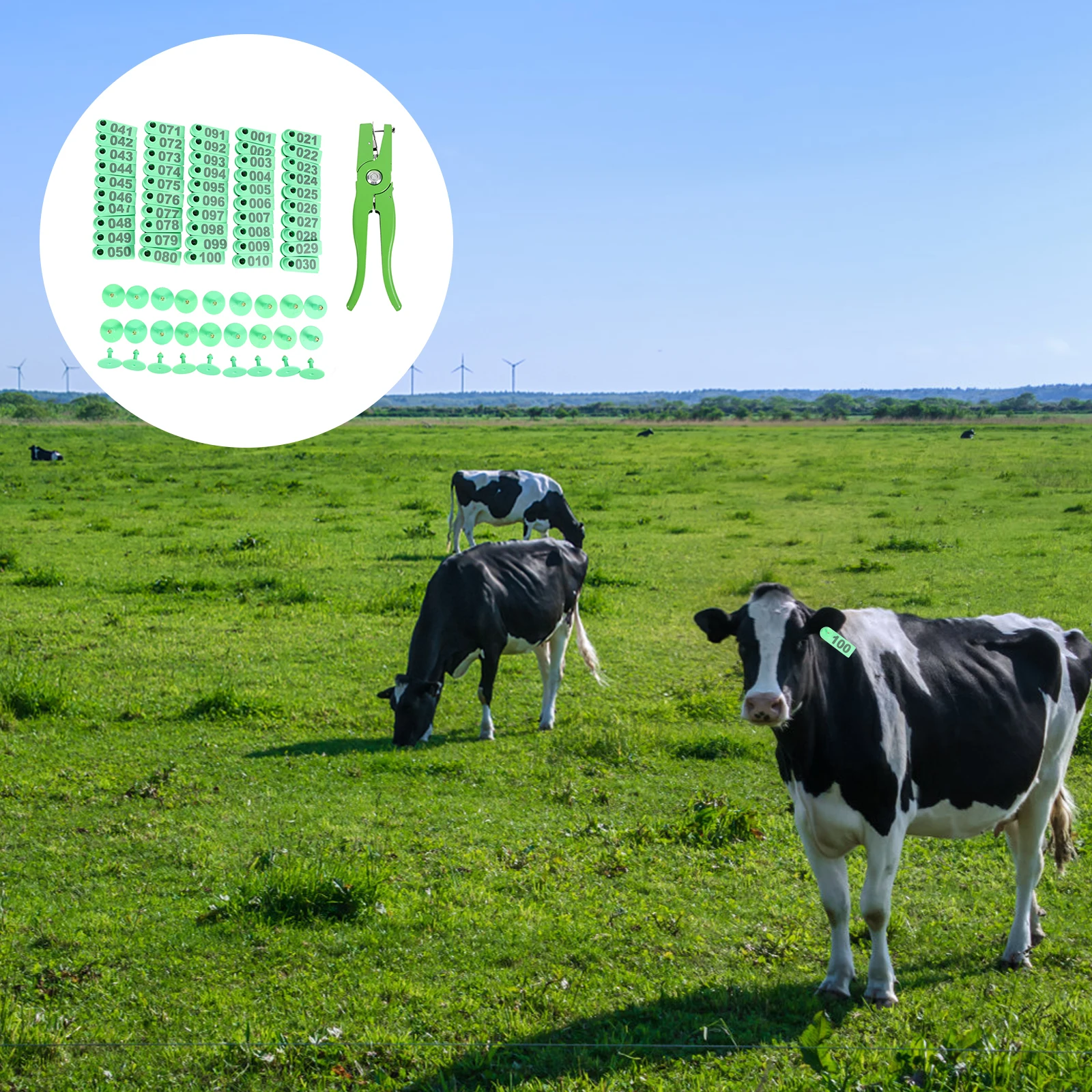 

103pcs Tagging Pliers Automatic Lock Clear Print Livestock Tag Tool For Pig Sheep Cattle Cow Goat Rabbit Durable Heat Resistant