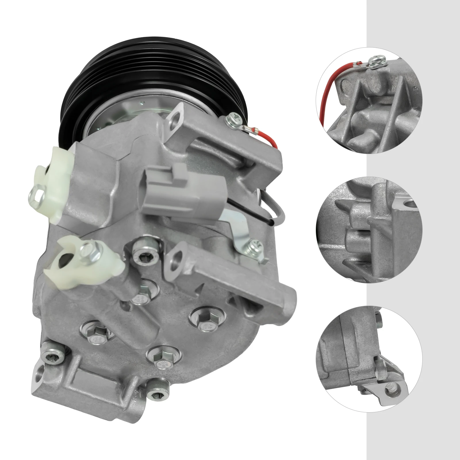 Compressore per climatizzazione per auto Leggero, silenzioso, a risparmio energetico, ad alta efficienza, argento, alluminio, ferro, rame lucido