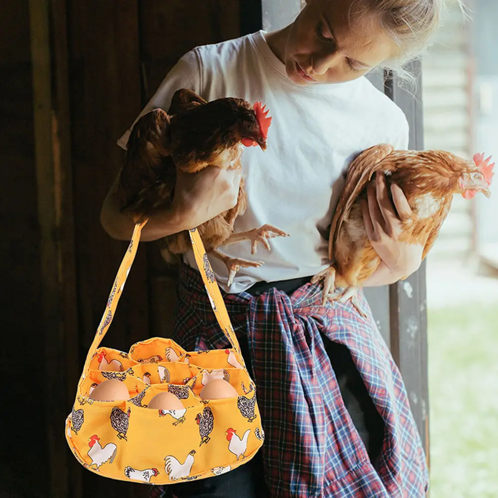 Egg Gathering Basket with Pockets for Safe Transport and Storage of Chicken Quail Eggs Garden Farm Restaurant Egg Organizer