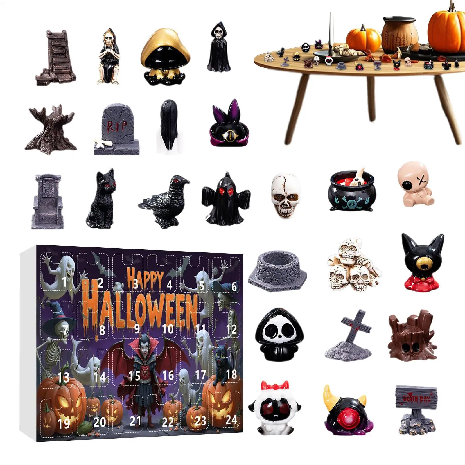 

Halloween Countdown Calendar 24 Days Countdown Toys Set Horror Festive Game Toy for Children Boys Teenagers Children Collectors