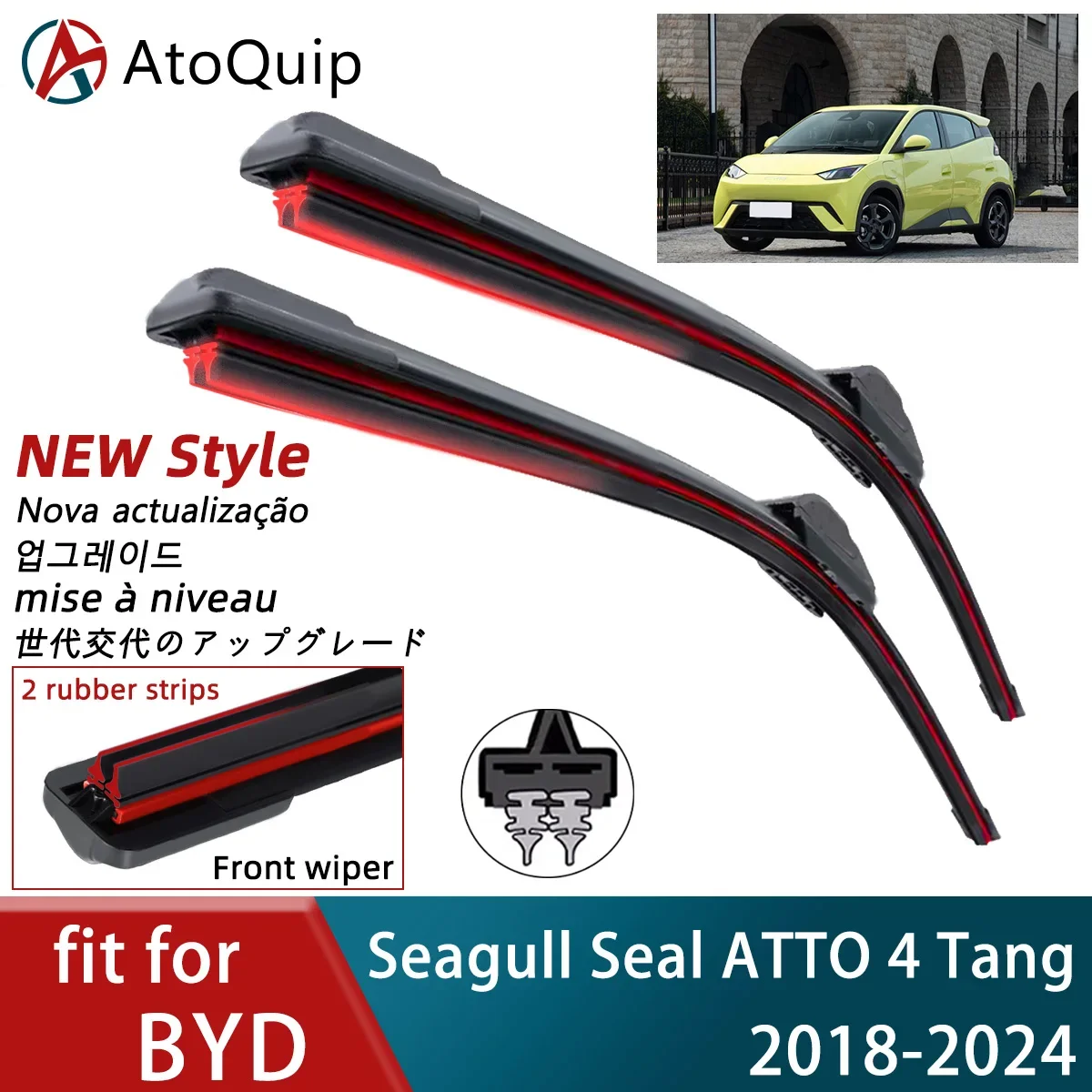 Double Rubber Car Wiper for BYD Seagull Seal ATTO 4 Tang EV600 DM Front Wiper Blades Brushes Cutter Accessorie Windscreen  Wiper