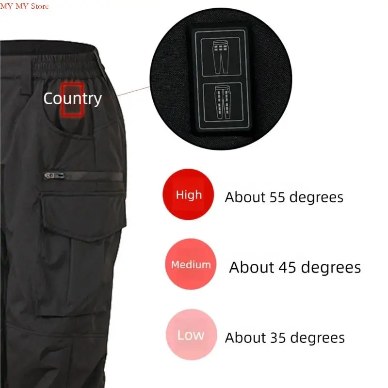 Pantaloni cargo resistenti acqua riscaldati con alimentazione USB per uomini con i pantaloni antivento 18 zone.