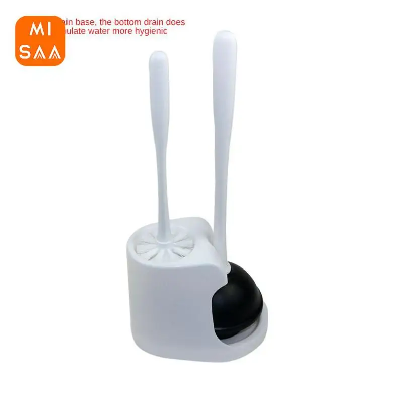 Toilet Brush Cleaning Set With Base Soft Hair Household Bathroom Accessories Toilet Dredge Floor-standing Water Leak Proof