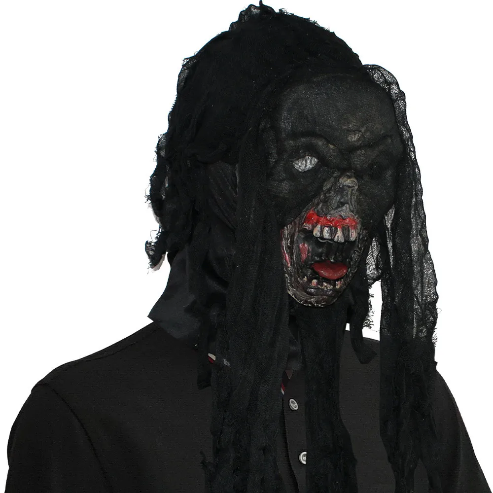 Halloween Skelett-Kopfmaske, Realistische Verbrannte Schädelmaske, Gruselige Schwarze Zombie-Gesichtsmaske für Karnevalskostümpartys – Detail 3