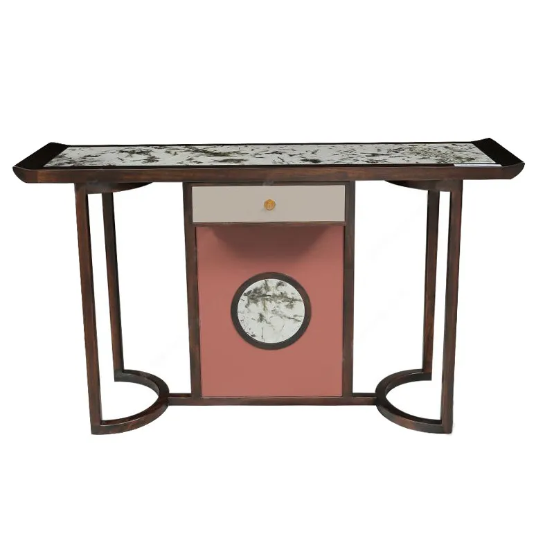 CX New Chinese Entrance Platform Simple Modern Slate Solid Wood Entrance Cabinet