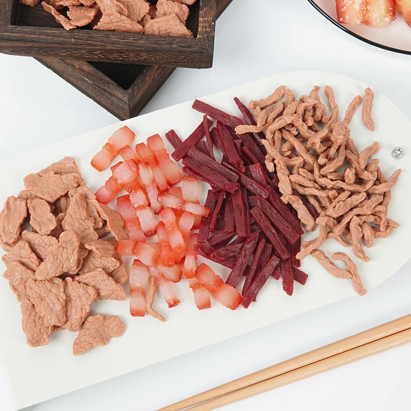 

10pcs Miniature Simulation Pork Belly Slices Fake Meat Blocks Pork Food Play Dollhouse DIY Accessories Micro Model Kitchen Decor