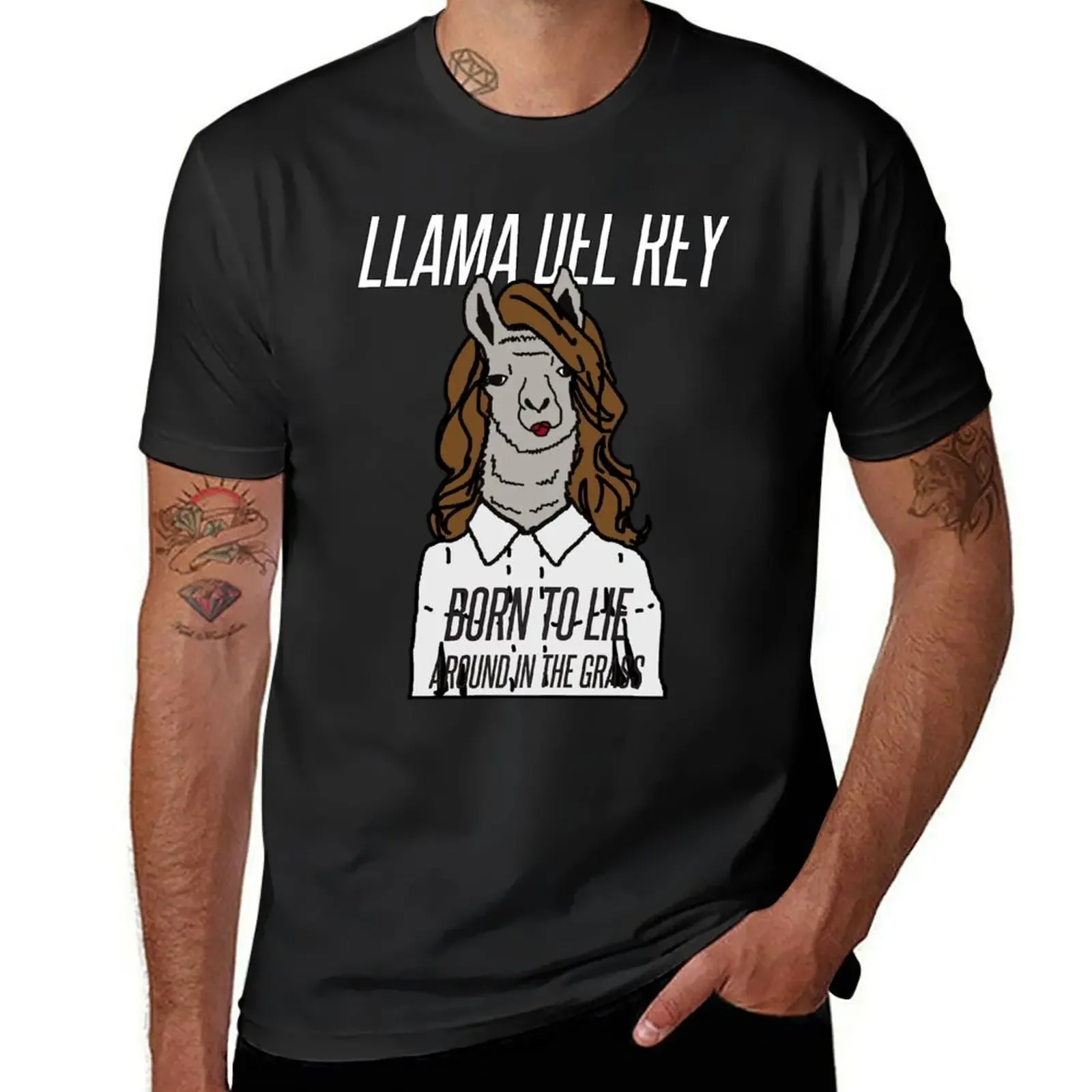 

Llama Del Rey T-Shirt oversize t-shirts man boys animal print T-shirts for men cotton