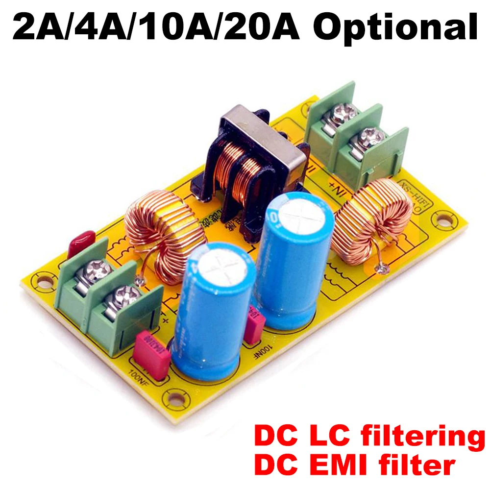 

2A 4A 10A 20A DC LC Filter EMI Electromagnetic Interference Filter Emc Fcc High Frequency Power Filtering For 12V 24V 48V Car