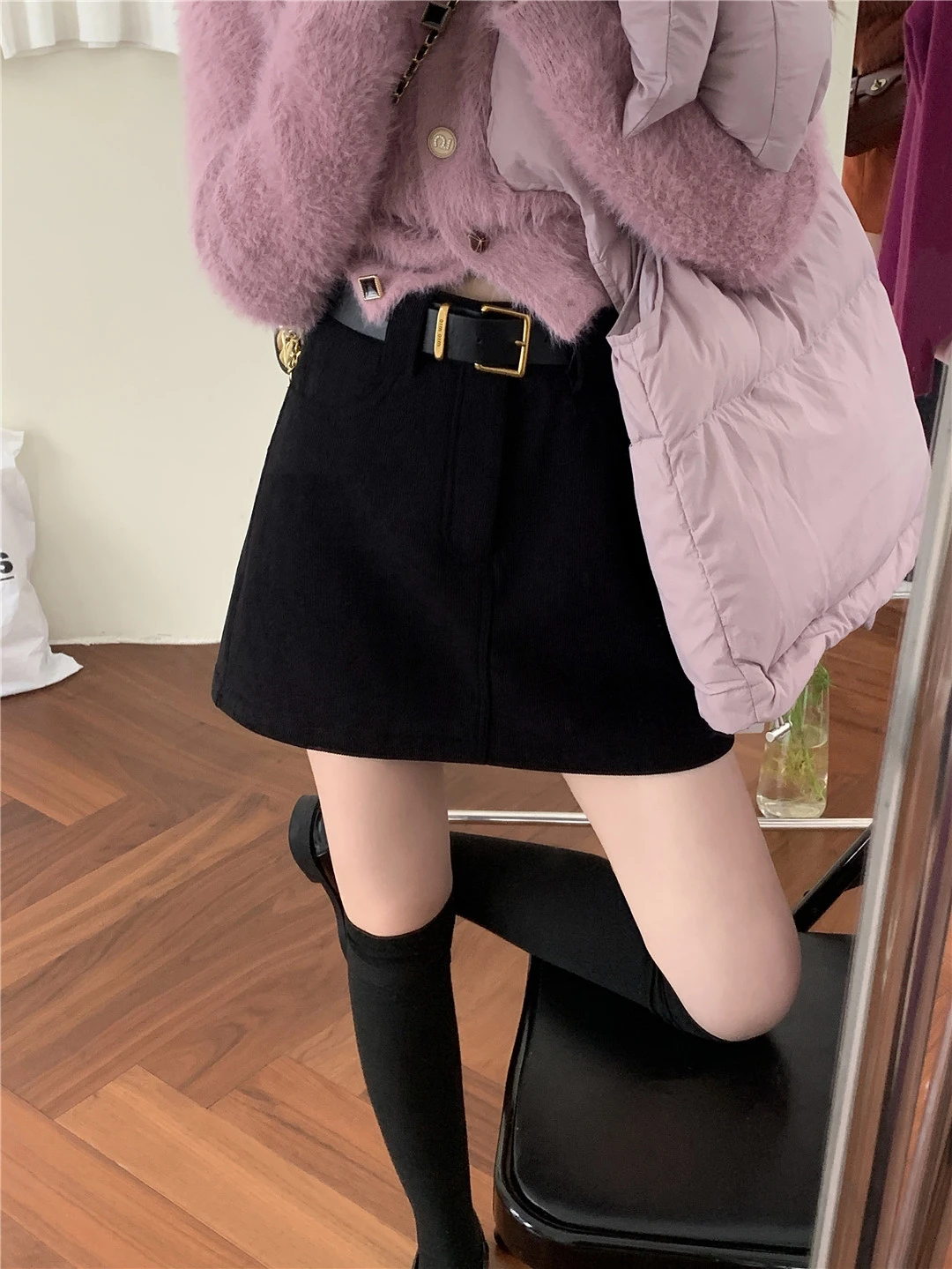 

Юбка Hellokay из вельвета с высокой талией, А-силуэт, женская, осенне-зимняя, утягивающая, в стиле ретро, из полиэфирного волокна, короткая