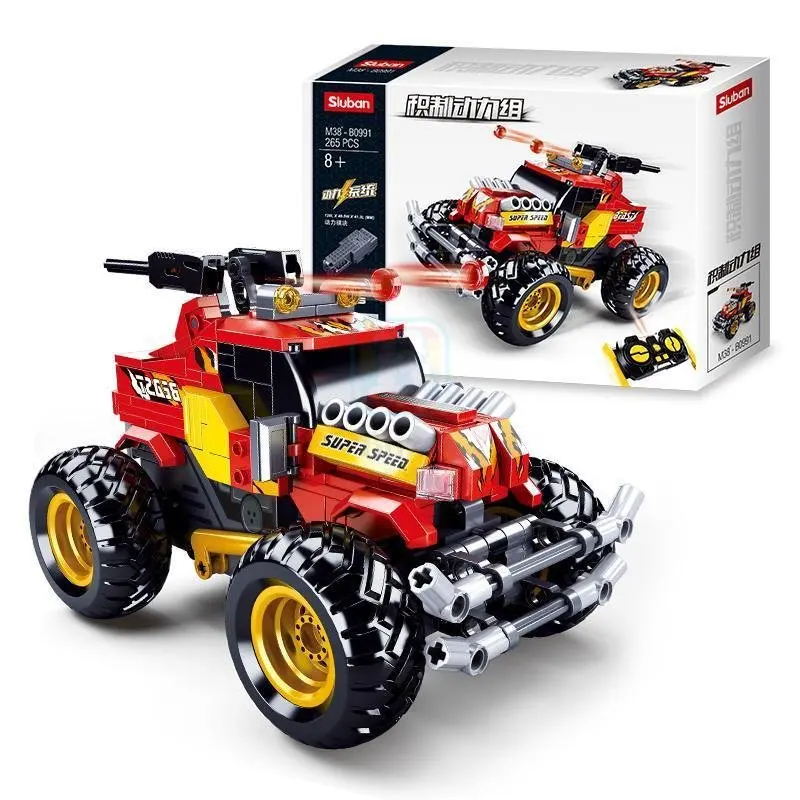 Sluban-Coche de Rally todoterreno Monster Racer con Control remoto, 2,4 GHz, modelo de coche, sistema de energía, mover alrededor, bloques de construcción, juguete, regalo de cumpleaños