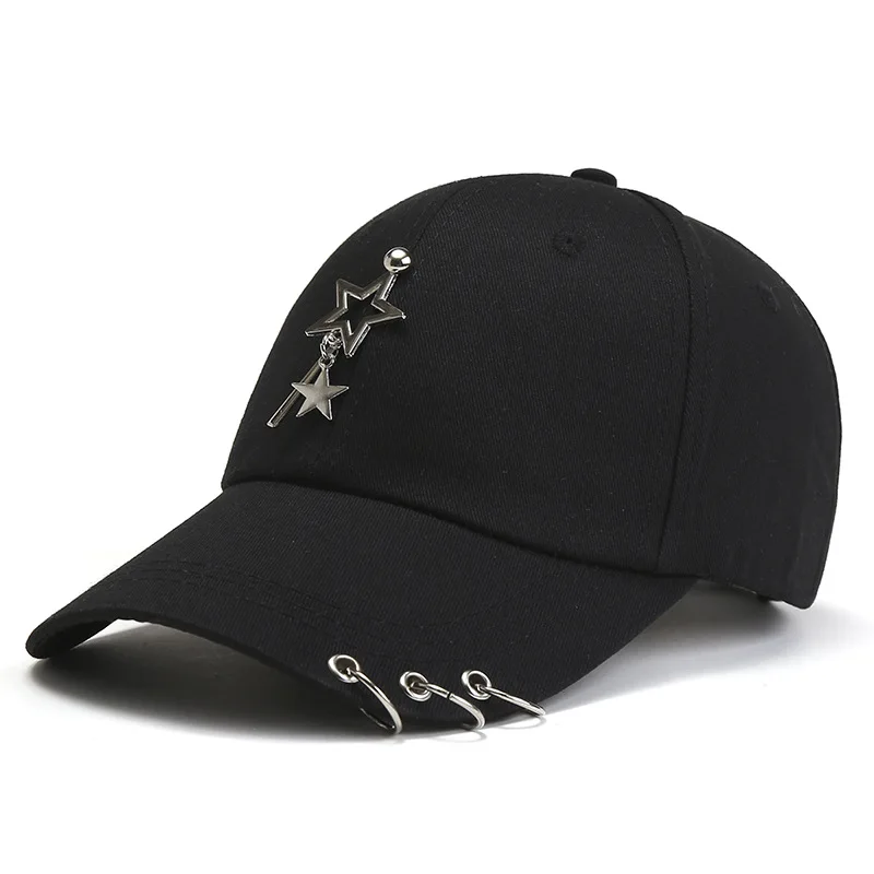 Unisex-Baseballkappe mit Metallkreis-Detail, koreanischer Stil, Sommer-Outdoor-Hut, atmungsaktiver Sonnenschutz für Damen und Herren, lässig