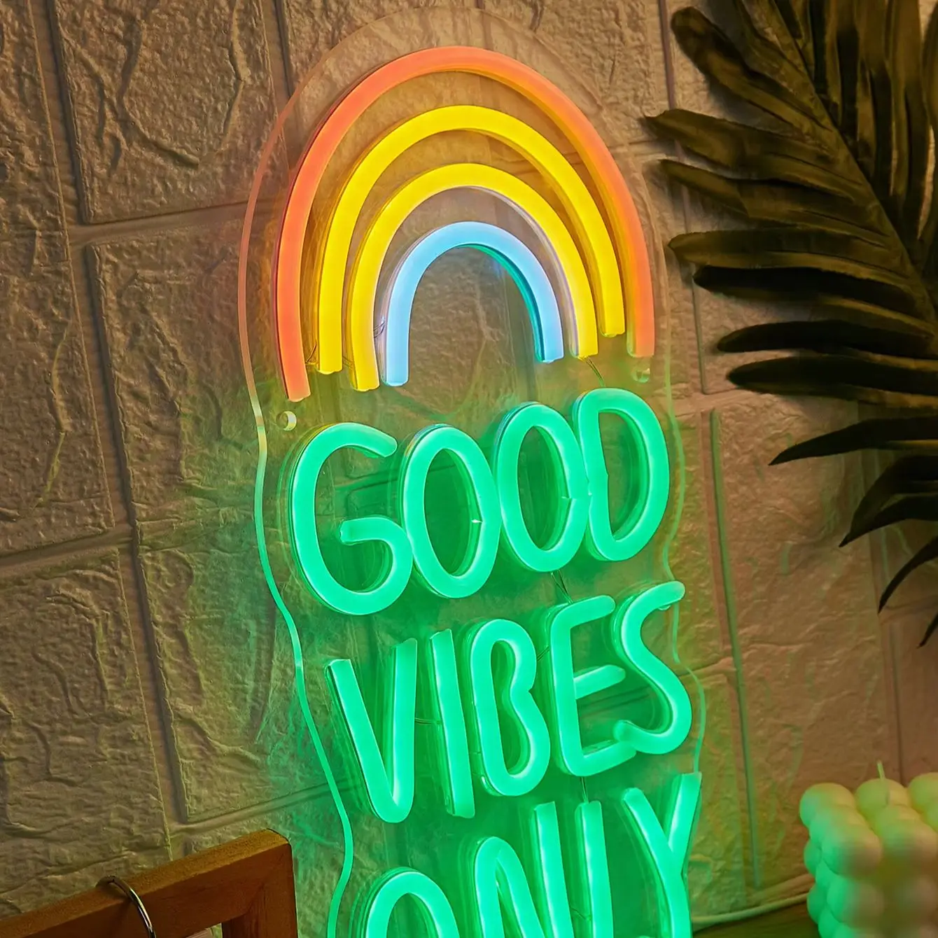 Chi-buy LED Neon good vibes only USB Powered Neon Signs Night Light 3D Wall Art Bedroom Living Room Decor Lamp Signs