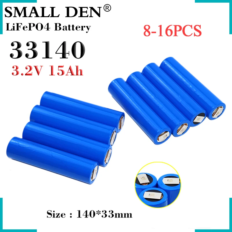 

8-16PCS 33140 3.2V 15Ah ebike Lifepo4 battery Rechargeable diy 12v 4S 24V 36V electric scooter Tricycle power tools Battery pack