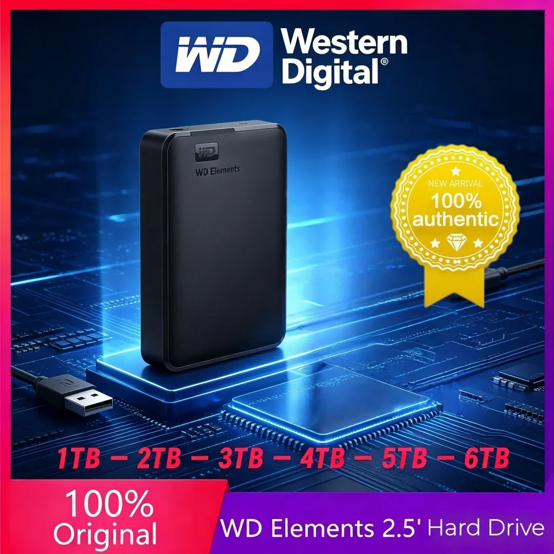 WD Western Digital Mobile Hard DiskExternal HDD 2.5" Hard Drive Large-capacity Mechanical USB3.0 Hard Drive  6TB 5TB 4TB 2TB 1TB