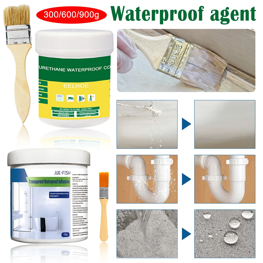 100/900g Transparent Waterproof Agent Toilet Anti-Leak Glue Innovative Sealer Mighty Paste Polyurethane Waterproof Coat for Home