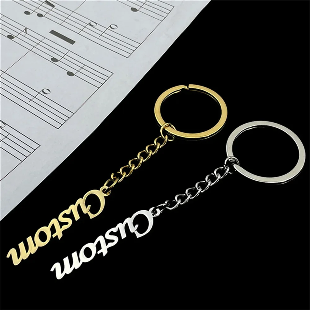 カスタム名キーホルダー女性のためのパーソナライズされた手書きフォントステンレス鋼シルバーゴールドネームプレートペンダントキーリングジュエリーギフト