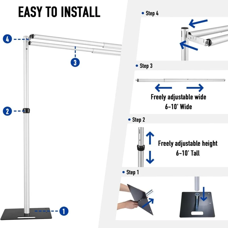 Double-Crossbar Backdrop Background Stand Frame Support System For Photography Photo Studio Video Muslin Green Screen - view 2
