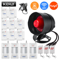 KERUI Tuya Smart WIFI Security Alarm System Kit 110dB Wireless Loud Indoor/Outdoor Siren Horn Home Burglar Motion Door Sensor