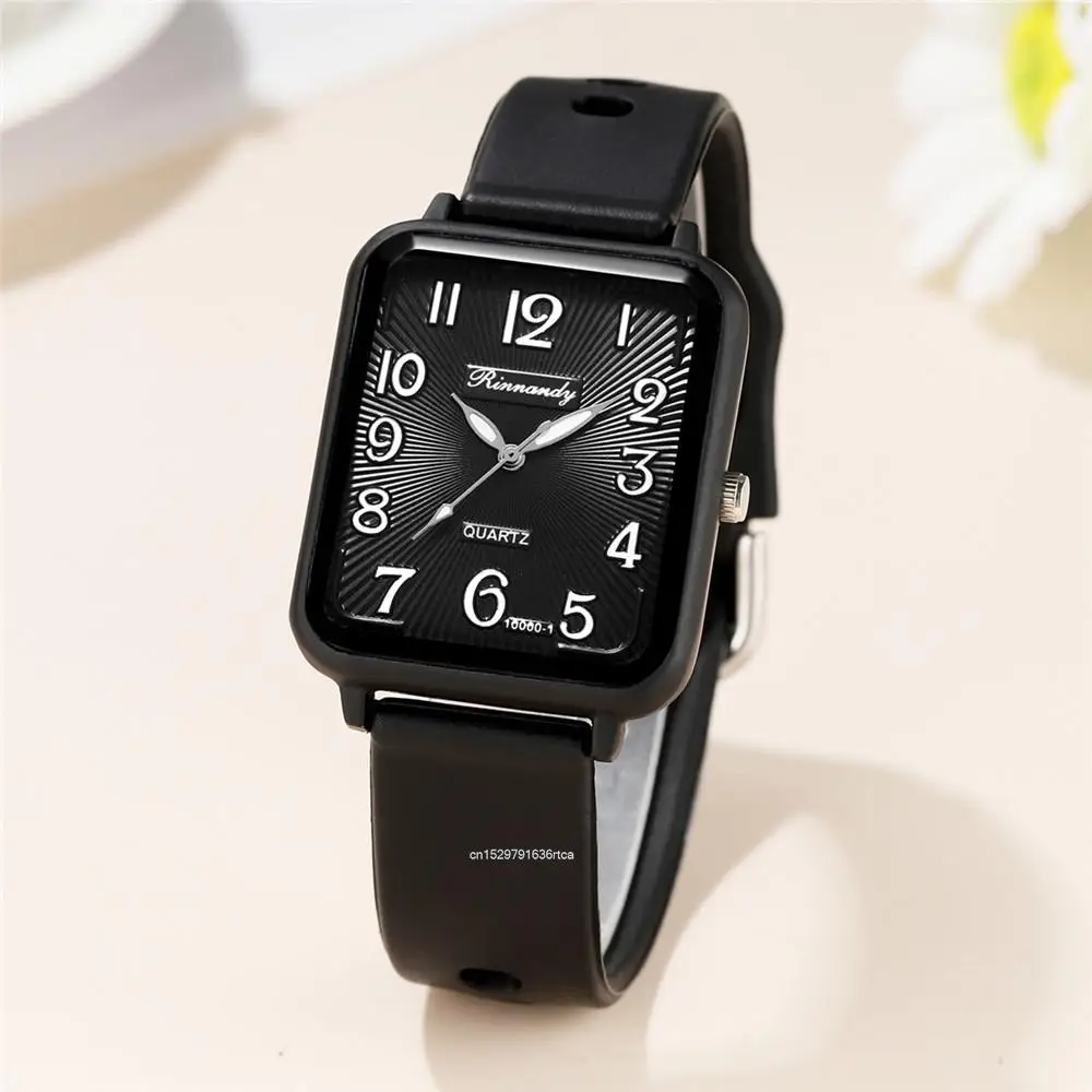 Fashion Lady Hot Sales Brands Watches Leisure Rectangle Digital Simple Women Quartz Watch Sports Silicone Strap Ladies Clock