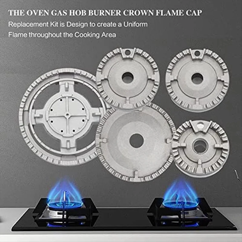 Fornuis Hoed Set Praktisch Gereedschap Branders Kronen En Vlam Caps Set Oven Vlambereiken Caps Set Metalen Textuur Forstove