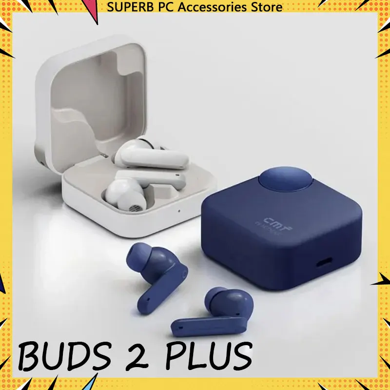 سماعة أذن CMF من Nothing Buds 2 Plus سماعة لاسلكية تعمل بالبلوتوث 50 ديسيبل هجينة نشطة للحد من الضوضاء وعمر بطارية طويل للهدايا