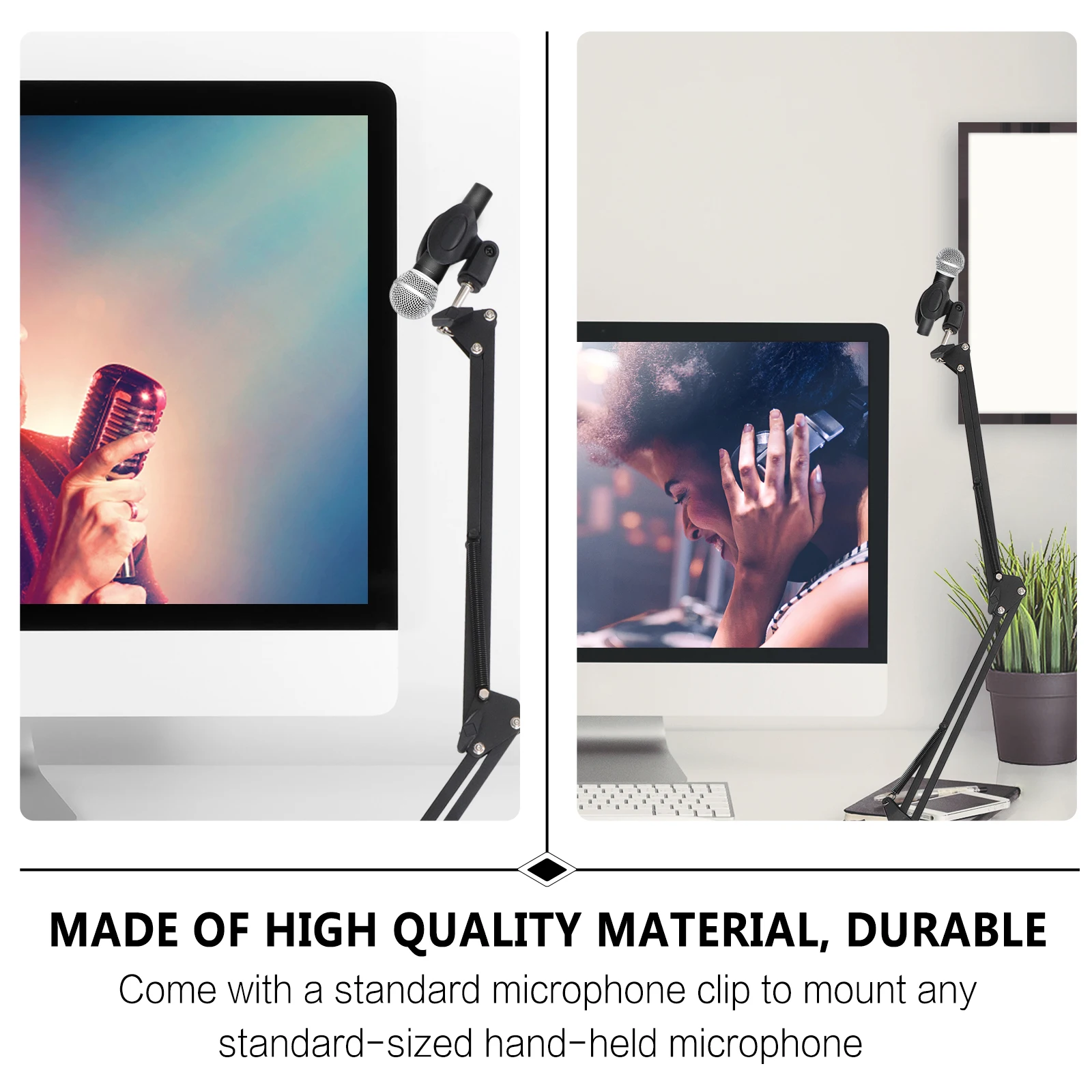 

Heavy-Duty Microphone Boom Arm Stand with Aluminum Alloy Scissor Design Black Desk Mount Mic Arm for Voice Over Services and
