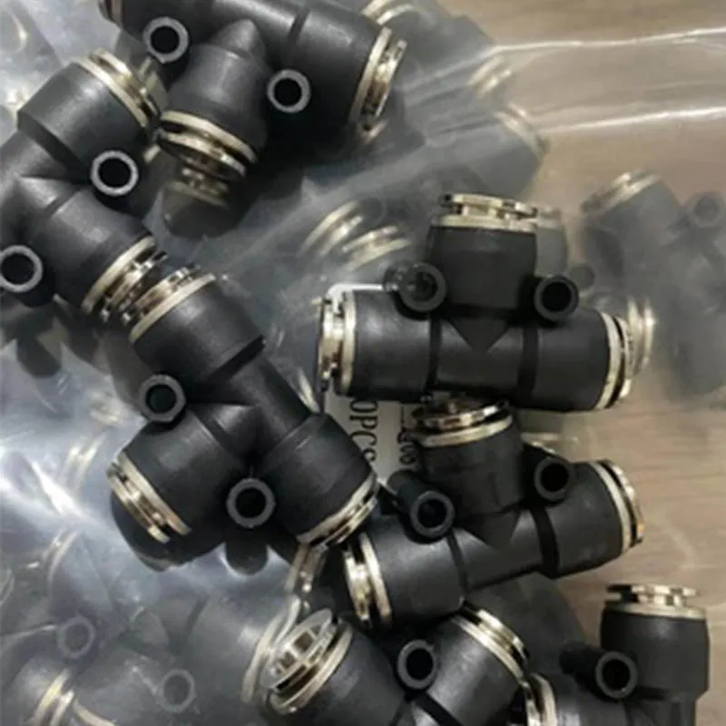 10PCS Semi-Copper Gas Pipe Connector Quick  PE Tee Joint Pneumatic  Pu Straight-through Airway  Coupling